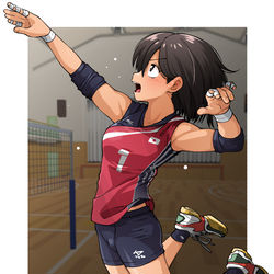 This is a pixiv picture whose title is 習作「女子バレー３」.