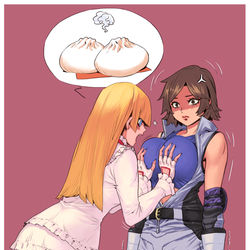 This is a pixiv picture whose title is Asuka x Lili.