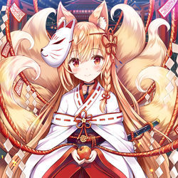 This is a pixiv picture whose title is 巫女きつねさん.