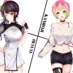 This is a pixiv picture whose title is 鬼滅girls　part1.