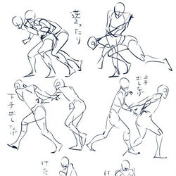 This is a pixiv picture whose title is アクション素描.