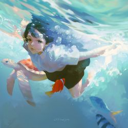 This is a pixiv picture whose title is BLUE.