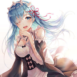 This is a pixiv picture whose title is 長い髪レム.
