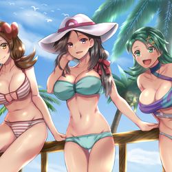 This is a pixiv picture whose title is リーフ&クリス&コトネinアローラ◎.