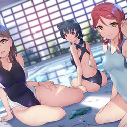 This is a pixiv picture whose title is プールサイドで一休み.