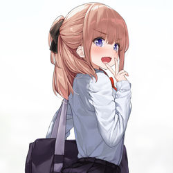 This is a pixiv picture whose title is スカートがずり上がっておしりが丸見えになる紐パンJKその2.