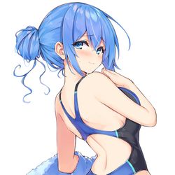 This is a pixiv picture whose title is 競泳水着藍さん.