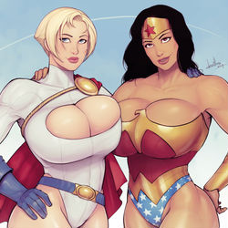 This is a pixiv picture whose title is Power Girl & Wonder Woman.