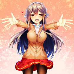 This is a pixiv picture whose title is 寒くなってきたので温もりを求める制服榛名ちゃん.