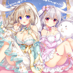 This is a pixiv picture whose title is うさぎ姉妹のパジャマパーティ.