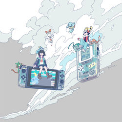 This is a pixiv picture whose title is 初代vs第八世代.