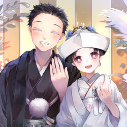 This is a pixiv picture whose title is 狛恋.