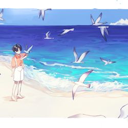 This is a pixiv picture whose title is 海.