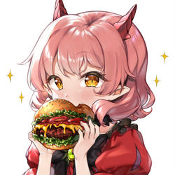 This is a pixiv picture whose title is 花子×ハンバーガー.