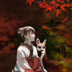 This is a pixiv picture whose title is 紅葉の季節.