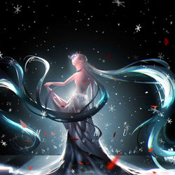 This is a pixiv picture whose title is miku   冰女王   圣诞贺图第一弹.
