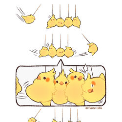 This is a pixiv picture whose title is Newton's Cockatiel Cradle.