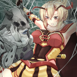 This is a pixiv picture whose title is アラクネ蜘蛛糸拘束.