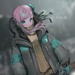 This is a pixiv picture whose title is 寒すぎるので着込む武蔵ちゃん.