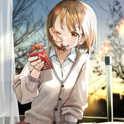 This is a pixiv picture whose title is 君も食べる？.