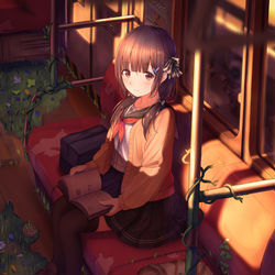This is a pixiv picture whose title is 夕日.