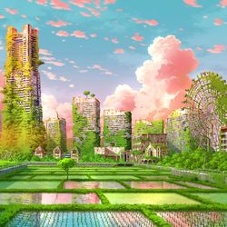 This is a pixiv picture whose title is みなとみらい幻想.