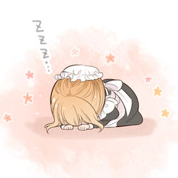 This is a pixiv picture whose title is メイドさんのごめん寝.