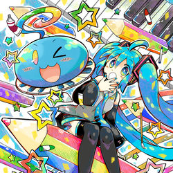 This is a pixiv picture whose title is 初音ミクの塗り絵　POSTCARD BOOK.