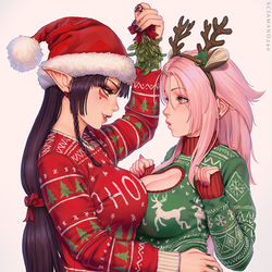 This is a pixiv picture whose title is Mistletoe.