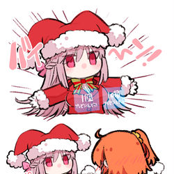 This is a pixiv picture whose title is 【ナイチンゲールサンタ】プレゼントのボタンの位置が気になる.