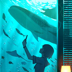This is a pixiv picture whose title is 海の中.