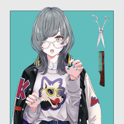 This is a pixiv picture whose title is ウルフカットの子.