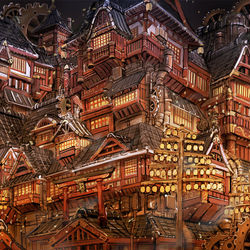 This is a pixiv picture whose title is 和風スチームパンク.