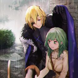 This is a pixiv picture whose title is 躲雨.