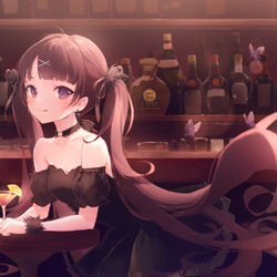 This is a pixiv picture whose title is カクテルと蝶.