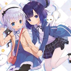 This is a pixiv picture whose title is 【C97チノフユ本表紙絵】チノ＆フユ.