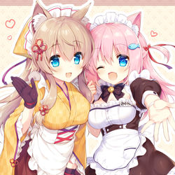 This is a pixiv picture whose title is けもみみメイド看板娘ズ.
