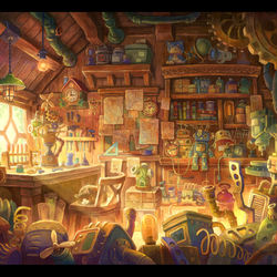 This is a pixiv picture whose title is ガラクタ工房.