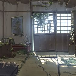 This is a pixiv picture whose title is 和室廃墟.