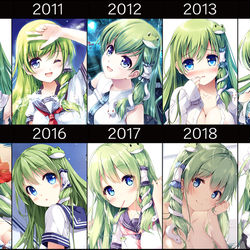 This is a pixiv picture whose title is 早苗さん10年進化録.