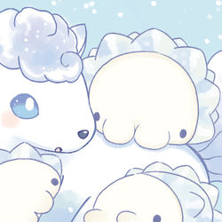 This is a pixiv picture whose title is アローラロコンをはみはみするユキハミ.