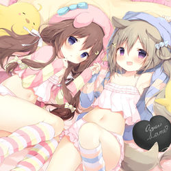 This is a pixiv picture whose title is もふもふ文月＆長月🌸.