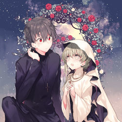 This is a pixiv picture whose title is 『白聖女と黒牧師』Ⅴ＆ボイスコミック化！.