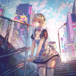 This is a pixiv picture whose title is サボるメイドさん.