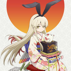 This is a pixiv picture whose title is 正月島風＆門松砲ちゃん.