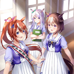 This is a pixiv picture whose title is 「憧れから好敵手へ」.
