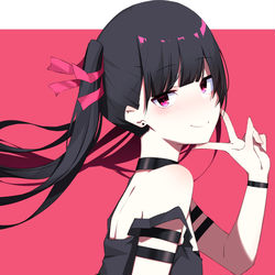 This is a pixiv picture whose title is 黒髪ツインテちゃん.