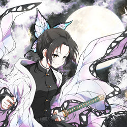 This is a pixiv picture whose title is 蝶と月.