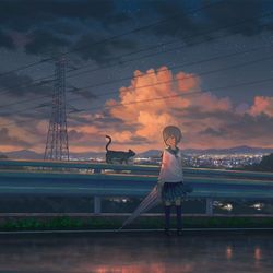 This is a pixiv picture whose title is 遠くの街.