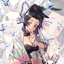 This is a pixiv picture whose title is 胡蝶 しのぶ バニー.